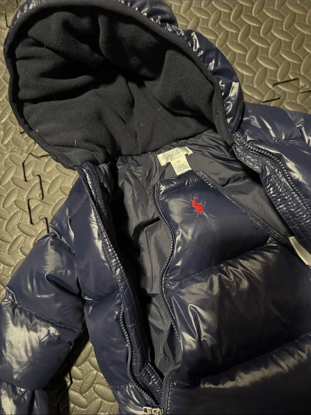 Ralph Lauren Navy Hooded Snow Suit with Red Polo Emblem